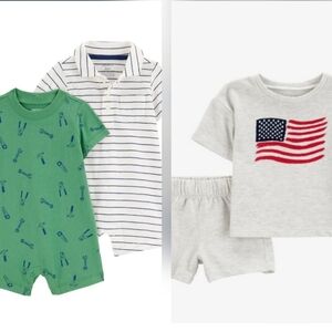 New Carters Baby Boys Rompers/shirt/shorts Set Size 6/9 Months